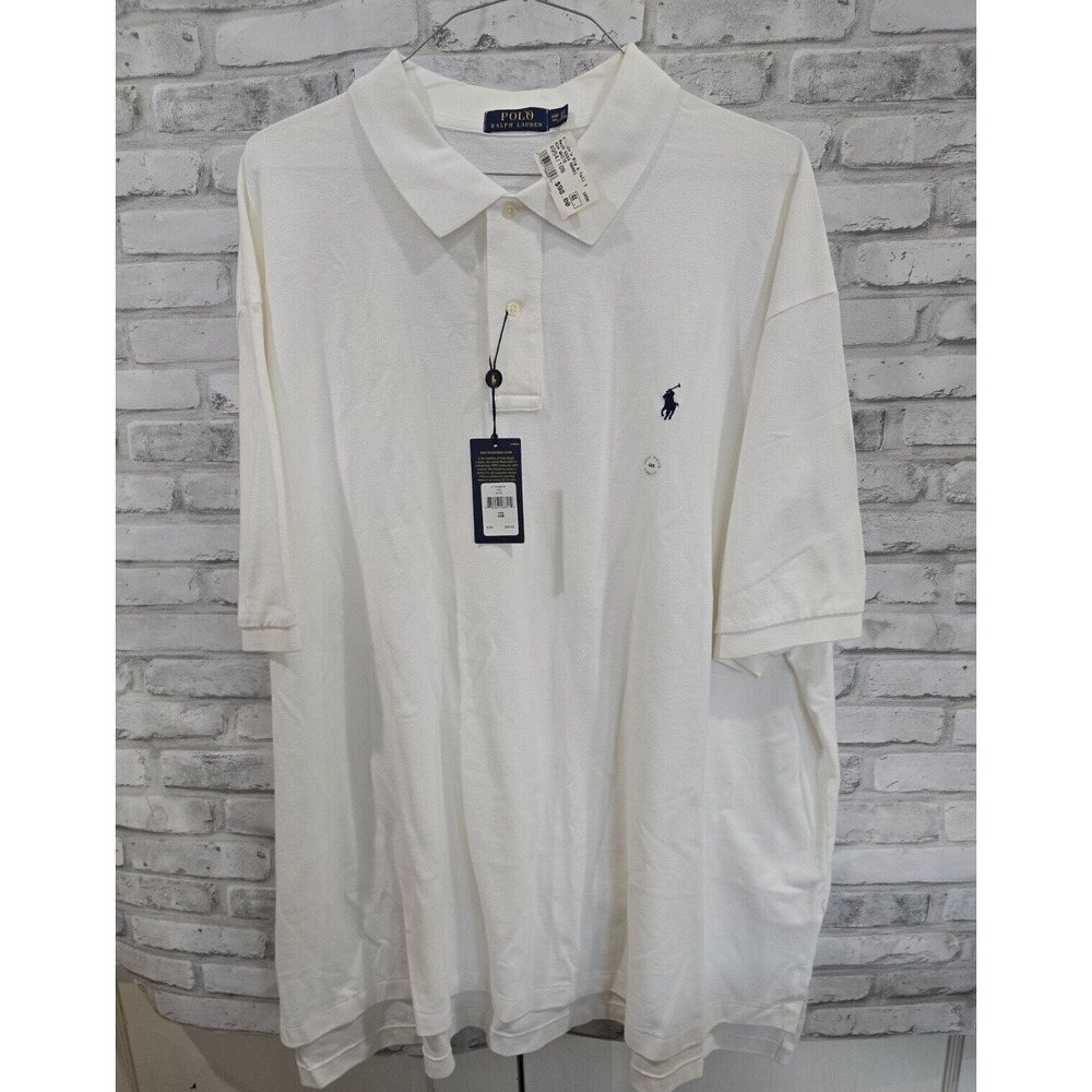 Polo Ralph Lauren Men 4XB Short Sleeve White Polo Collared 2 Button New $98